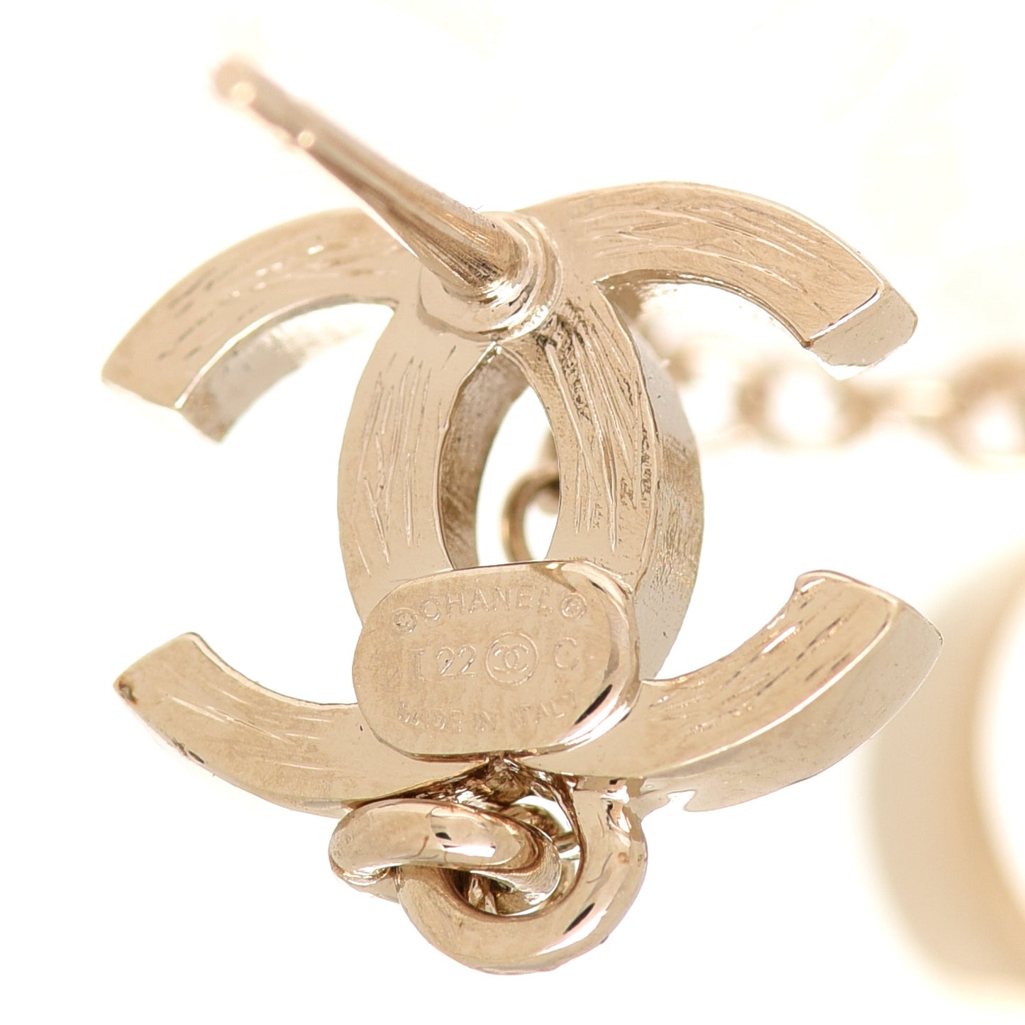 Metal Crystal CC Chain Cuff Earrings Gold