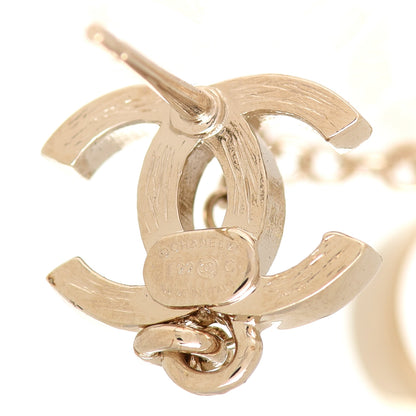 Chanel Metal Crystal CC Chain Cuff Earrings Gold 4 of 5