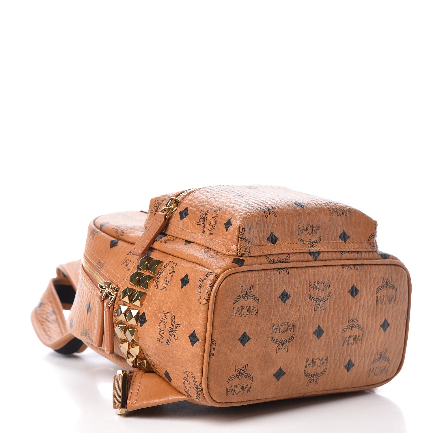 MCM Visetos Side Stud Mini Stark Backpack Cognac 4 of 11