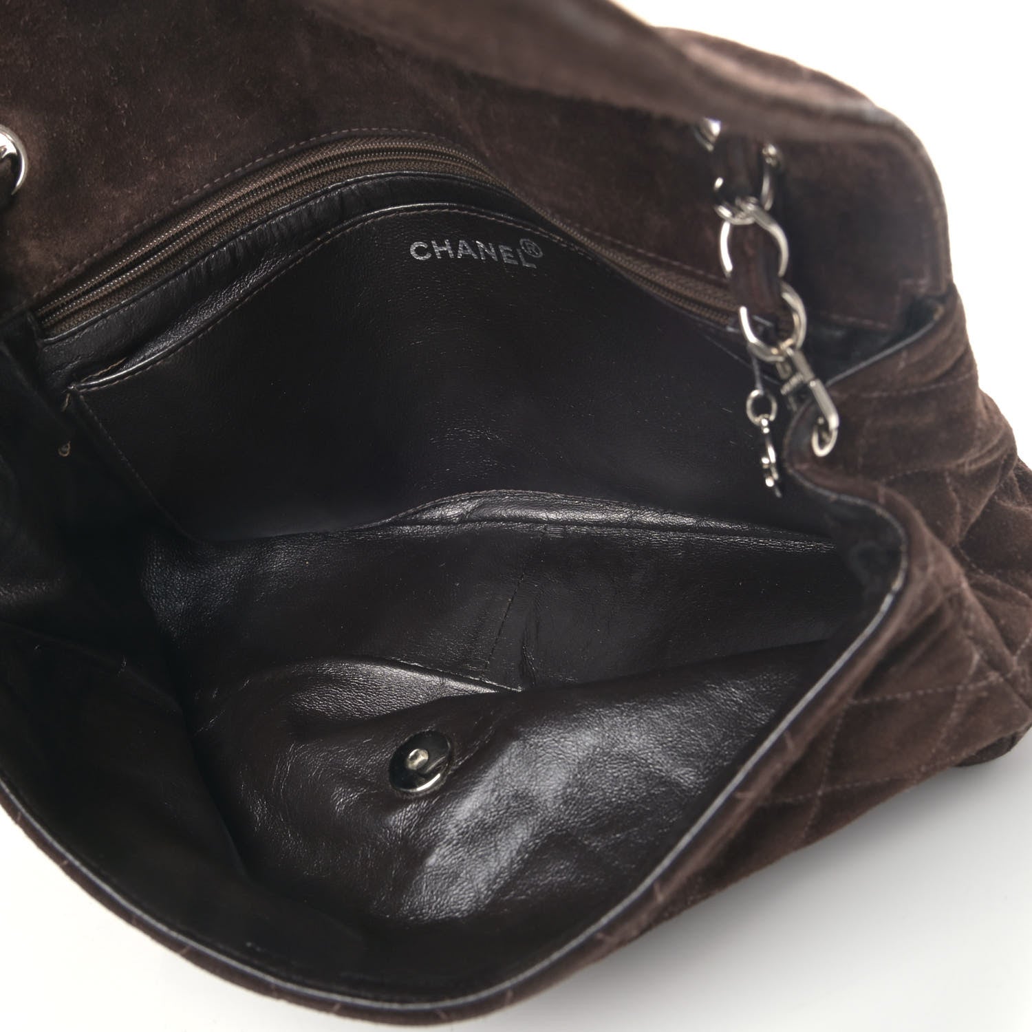 Chanel Suede Quilted Medium Single Flap Brown 9 of 12