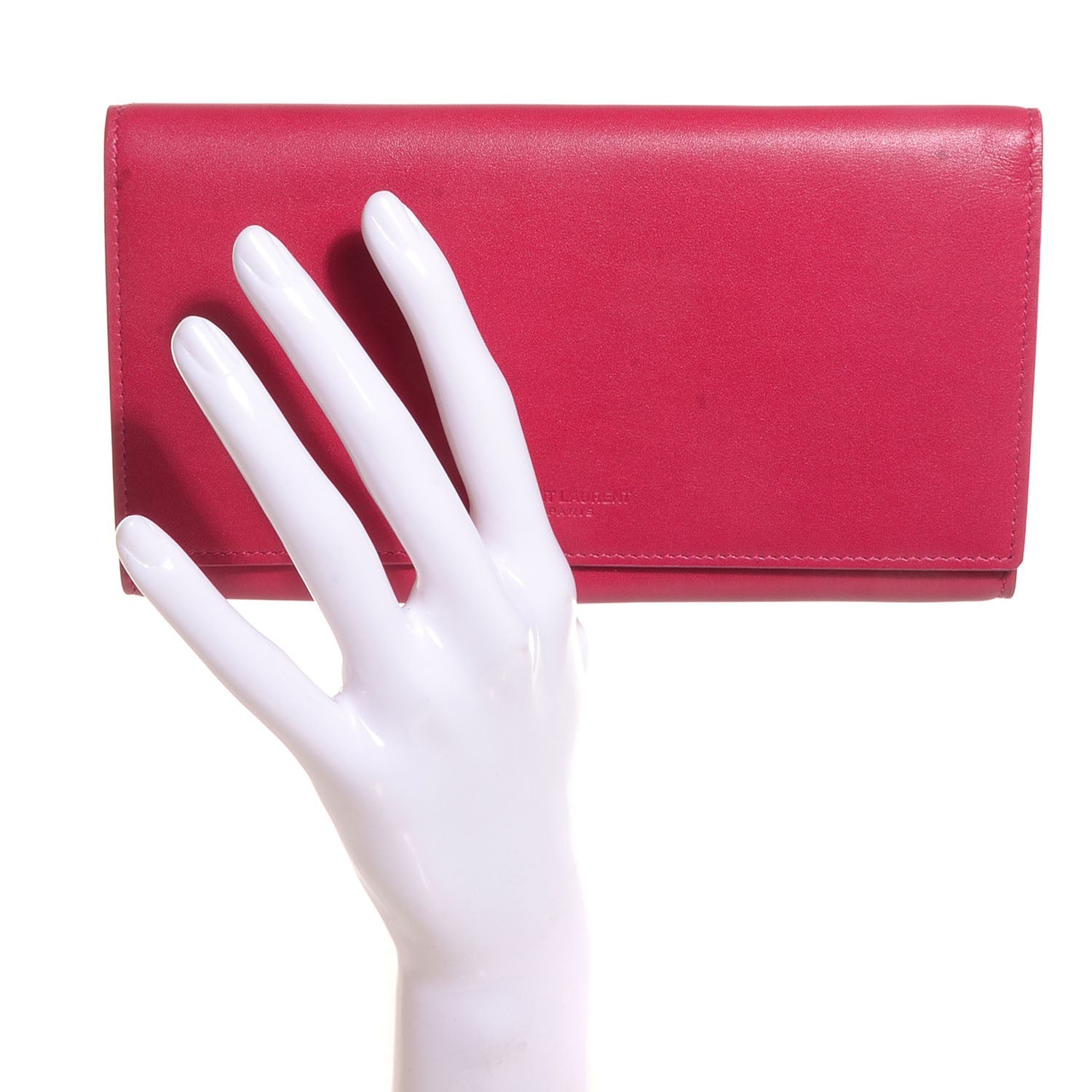 Saint Laurent Calfskin Classic Large Marquage Flap Wallet Pink 2 of 7