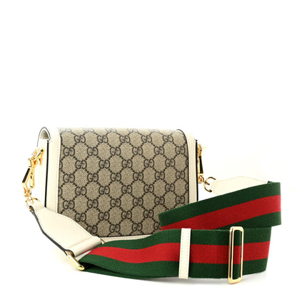 Gucci GG Supreme Monogram Web Mini Horsebit 1955 Shoulder Bag Beige Mystic White 3 of 13