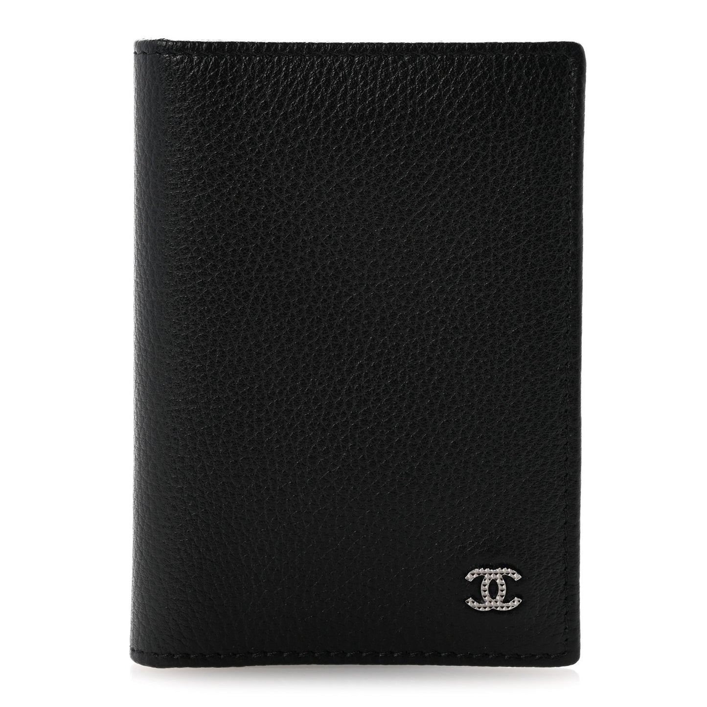 Grained Calfskin Brilliant Card Holder Black
