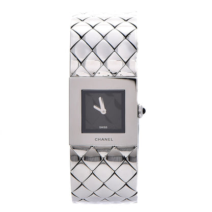 Chanel Stainless Steel 19mm Quilted Matelasse Acier Quartz Watch Black 1 of 8