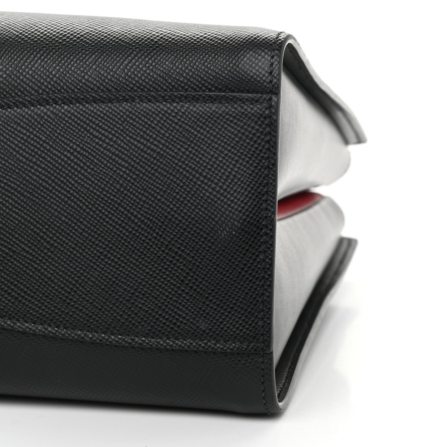 Saffiano City Calfskin Large Bibliothèque Top Handle Black Fuoco