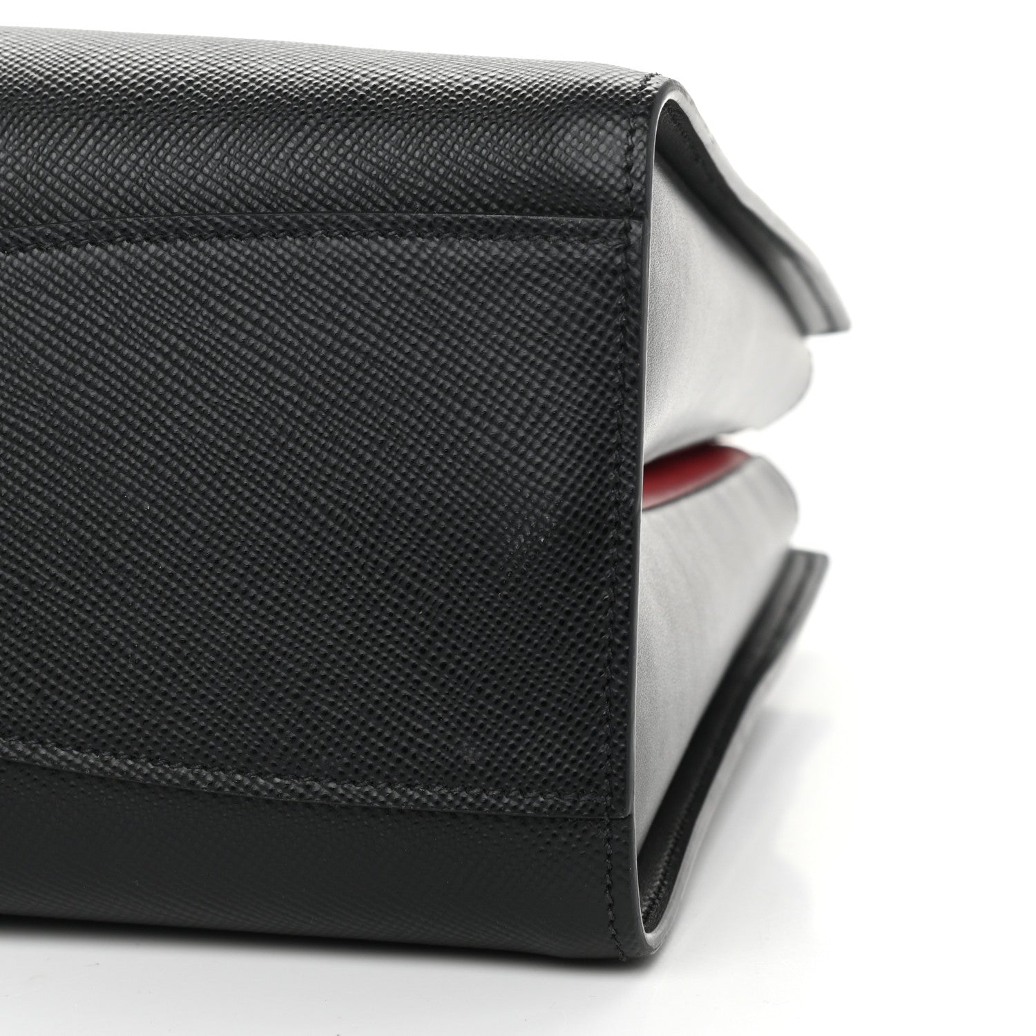 Prada Saffiano City Calfskin Large Bibliothèque Top Handle Black Fuoco 5 of 11