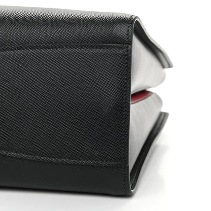 Prada Saffiano City Calfskin Large Bibliothèque Top Handle Black Fuoco 5 of 11