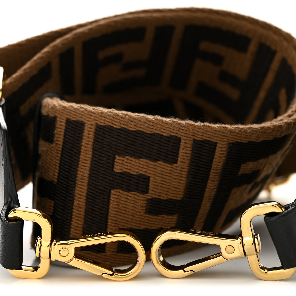 Ribbon Vitello Century FF 1974 Embroidered Adjustable Strap You Marrone Black