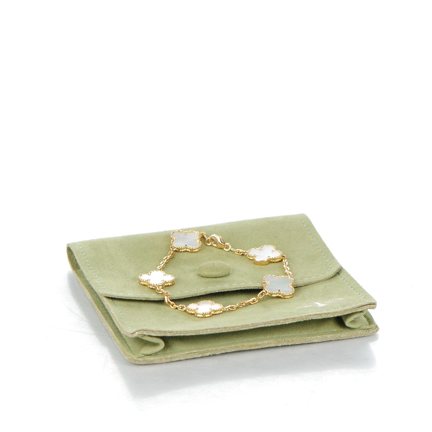 18K Yellow Gold Mother of Pearl 5 Motifs Vintage Alhambra Bracelet