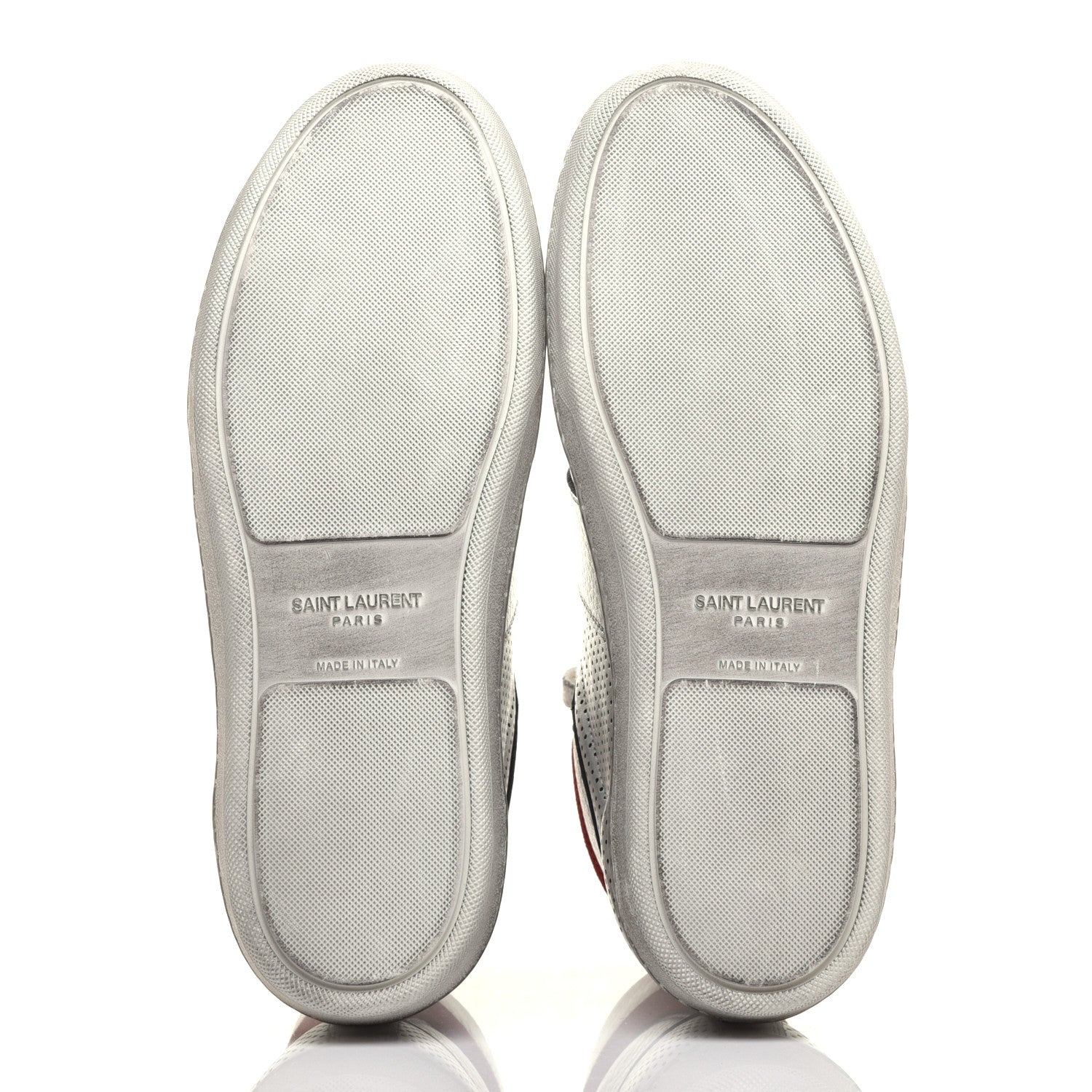 Saint Laurent Metallic Calfskin Perforated Court Classic SL/10H High Top Sneakers 39 Silver 5 of 10