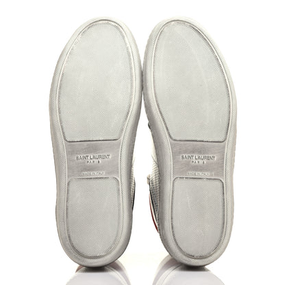 Saint Laurent Metallic Calfskin Perforated Court Classic SL/10H High Top Sneakers 39 Silver 5 of 10