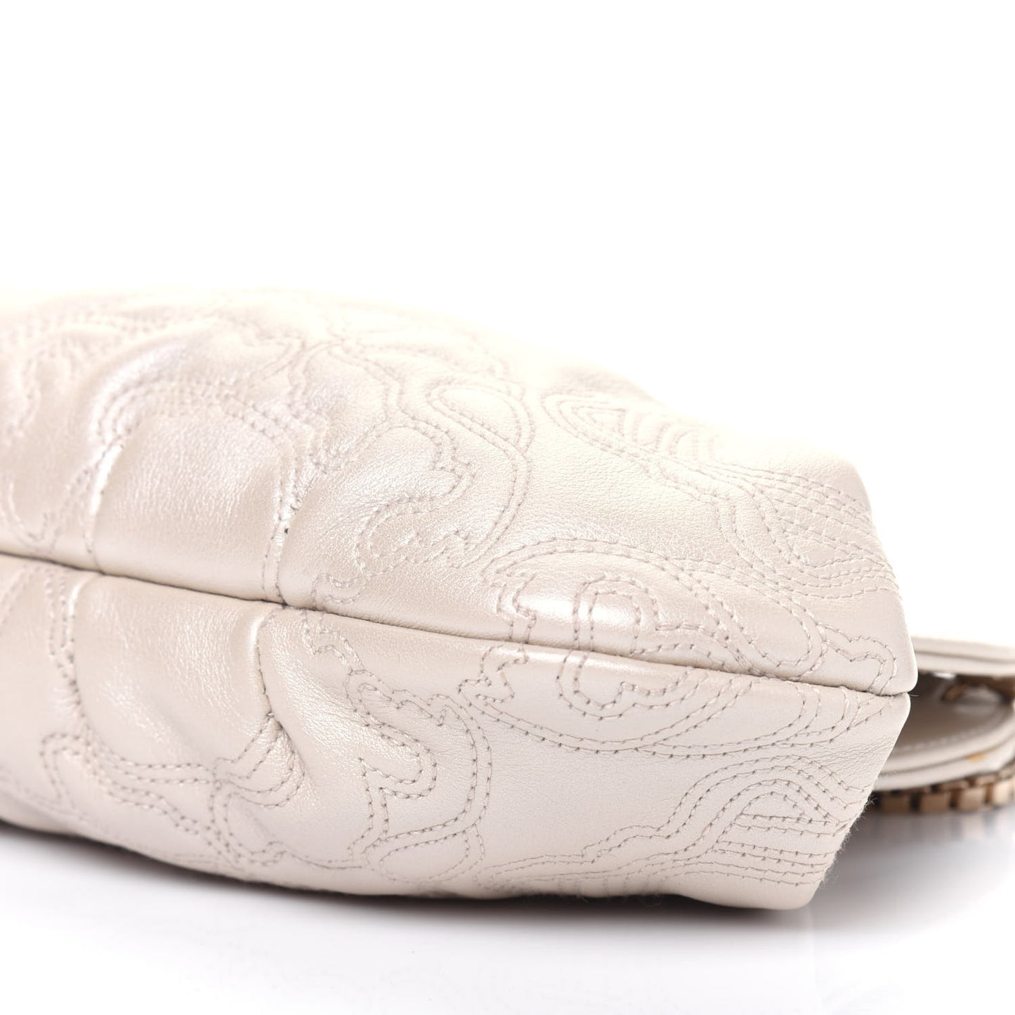 Nappa Barocco Quilted Medusa Chain Clutch Bone