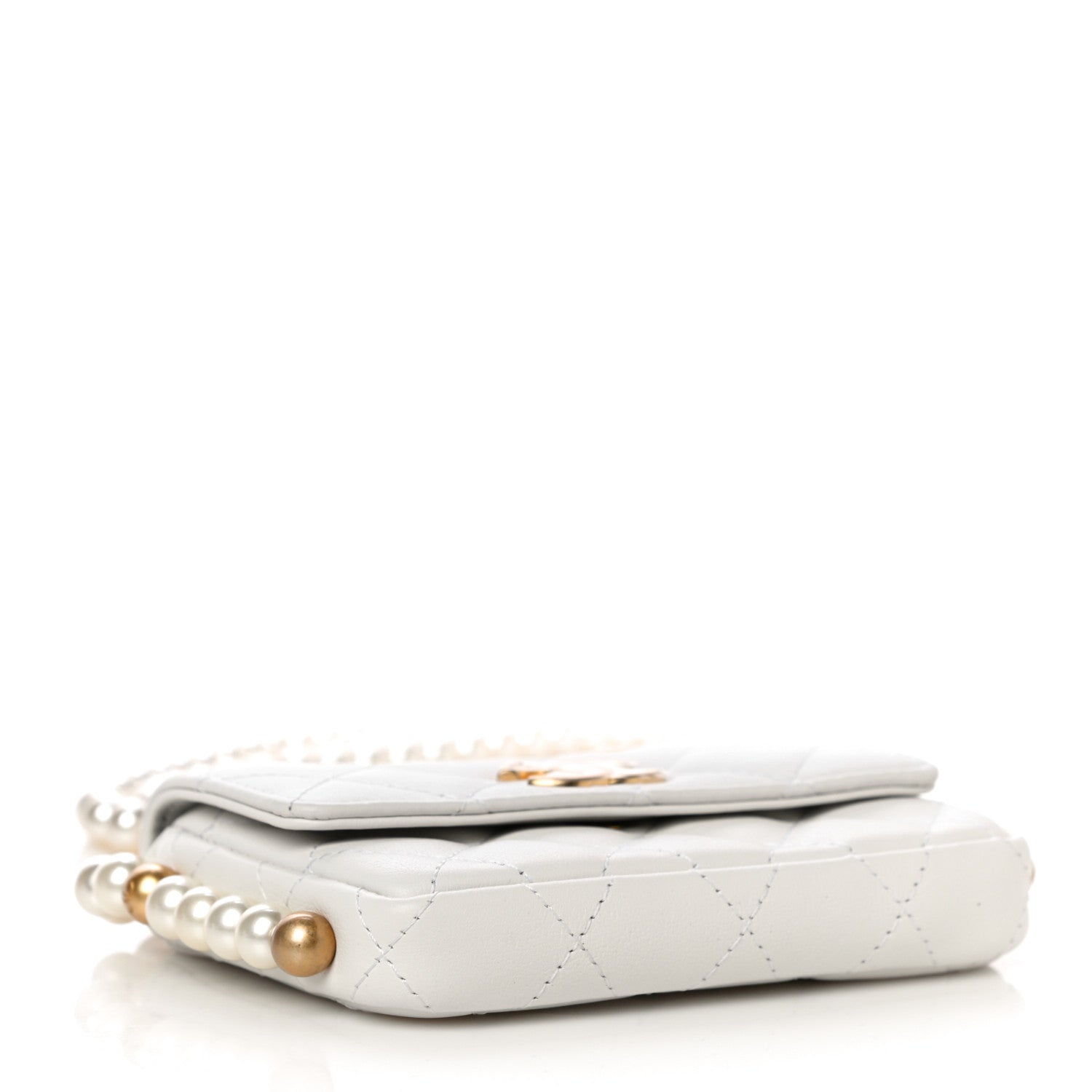 Chanel Calfskin Quilted About Pearls Card Holder Flap With Chain White 4 of 11