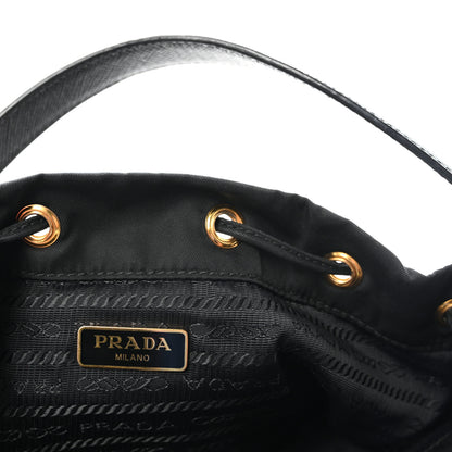 Prada Saffiano Tessuto Nylon Mini Bucket Crossbody Bag Black 6 of 9