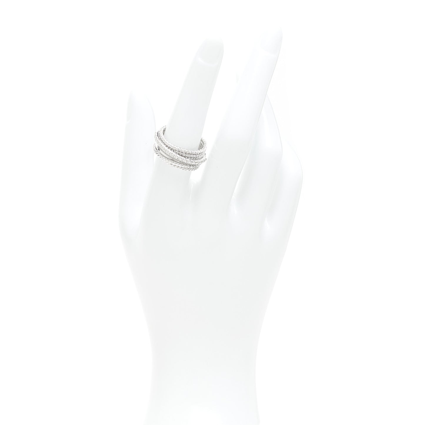 Sterling Silver Diamond 12mm Wide Crossover Cable Ring 54 7
