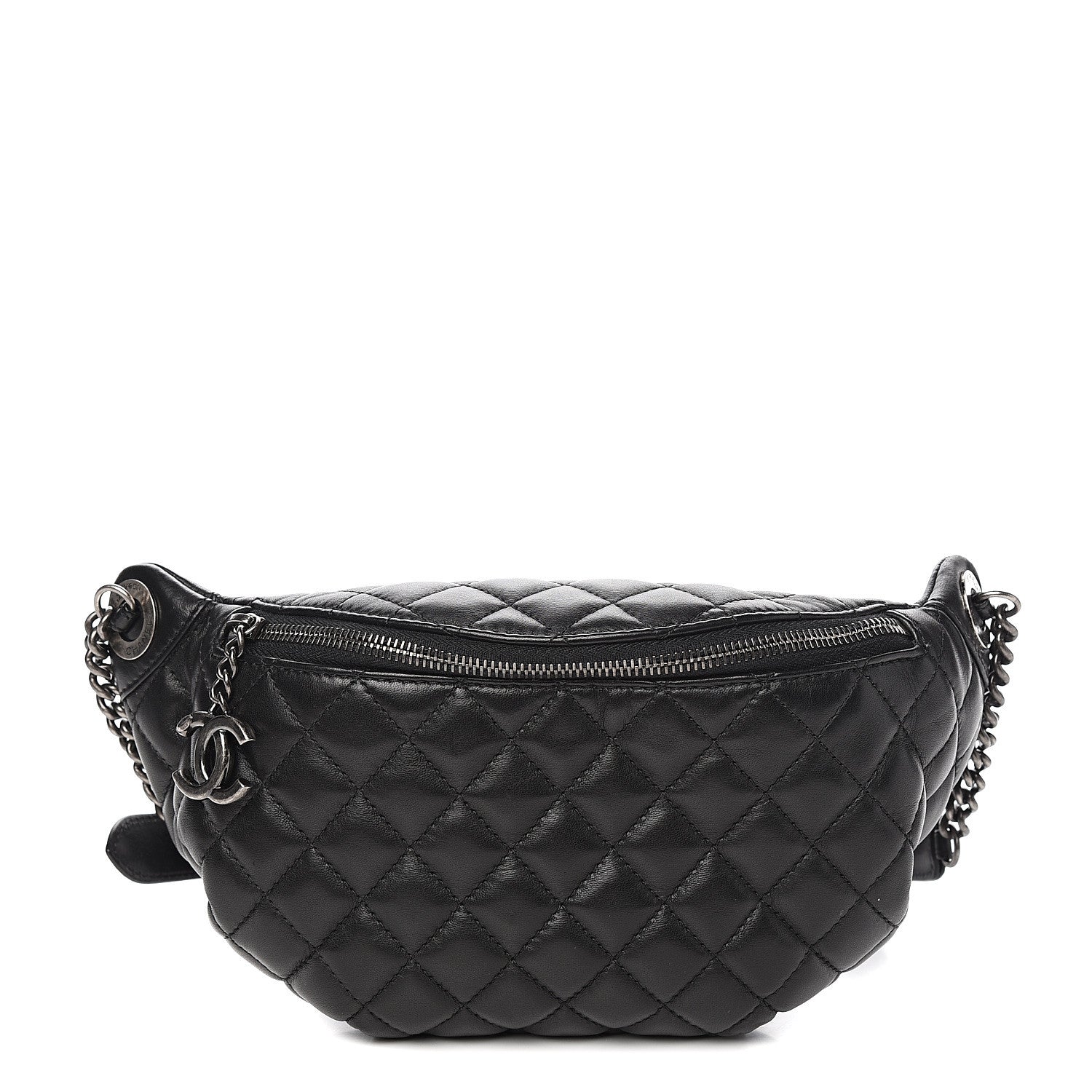 Chanel Lambskin Quilted Banane Waist Bag Fanny Pack Black 1 of 10