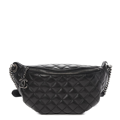 Chanel Lambskin Quilted Banane Waist Bag Fanny Pack Black 1 of 10