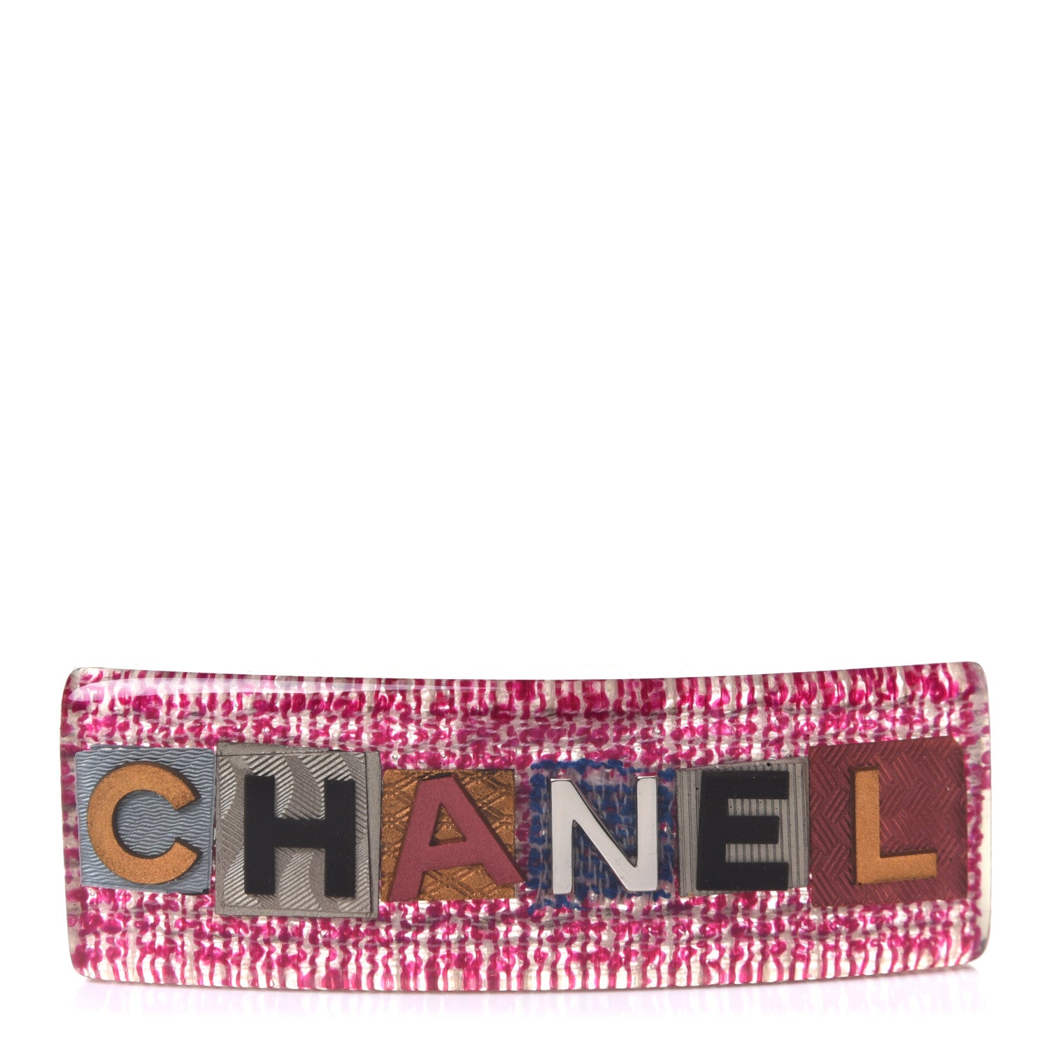 Chanel Resin Logo Barette Fuchsia 1 of 5