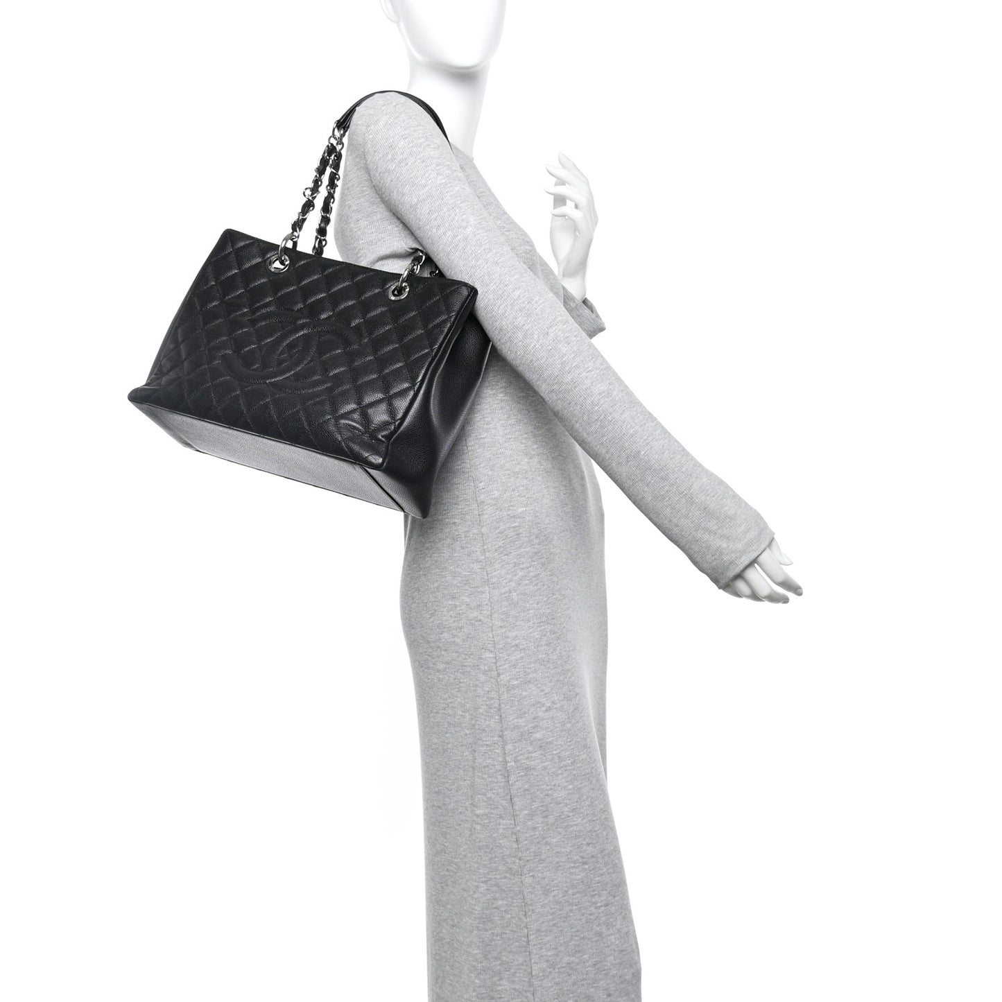 Caviar Quilted Grand Shopping Tote GST Black