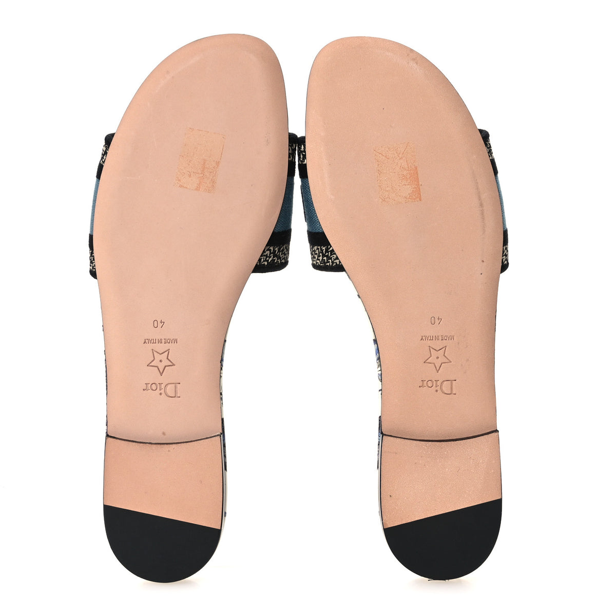 Canvas Embroidered Butterfly Dway Mules Slide Sandals 40 White Blue
