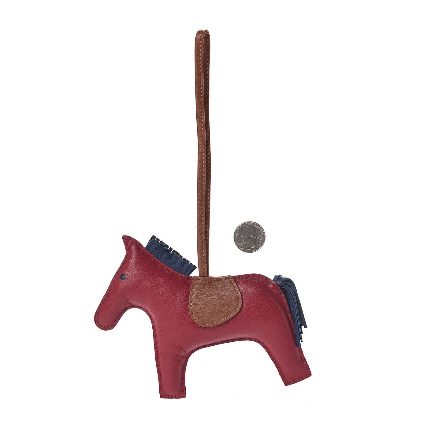 Milo Lambskin Grigri Rodeo Horse Bag Charm GM Rubis Bleu de Malte Fauve
