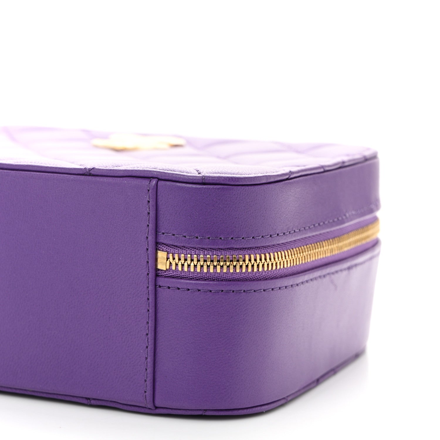 Chanel Lambskin Quilted Top Handle Small Vanity Case Purple 10 of 11