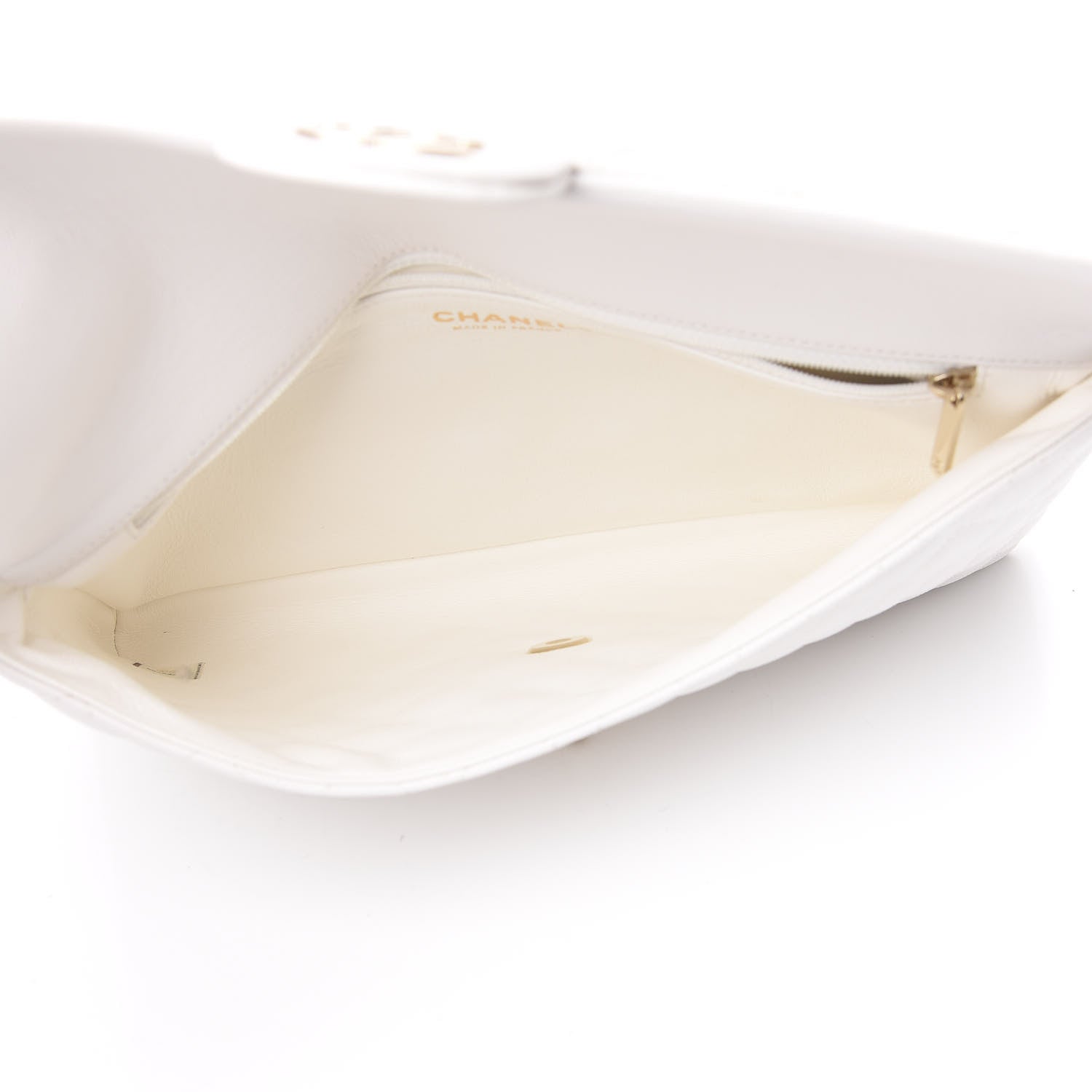 Chanel Caviar Quilted Flap Clutch Ivory 4 of 9