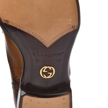 Gucci Calfskin Mens Boss Whipstitch Oxfords 8 Brown 6 of 9