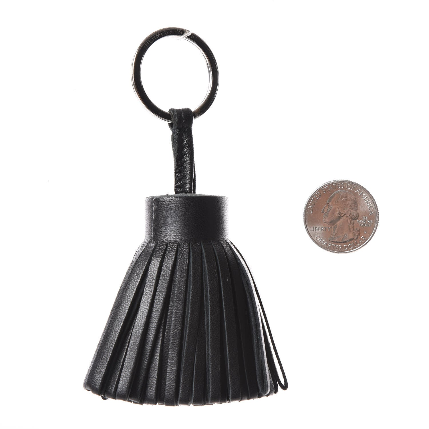 Hermes Lambskin Carmen Tassel Key Holder Black 2 of 4