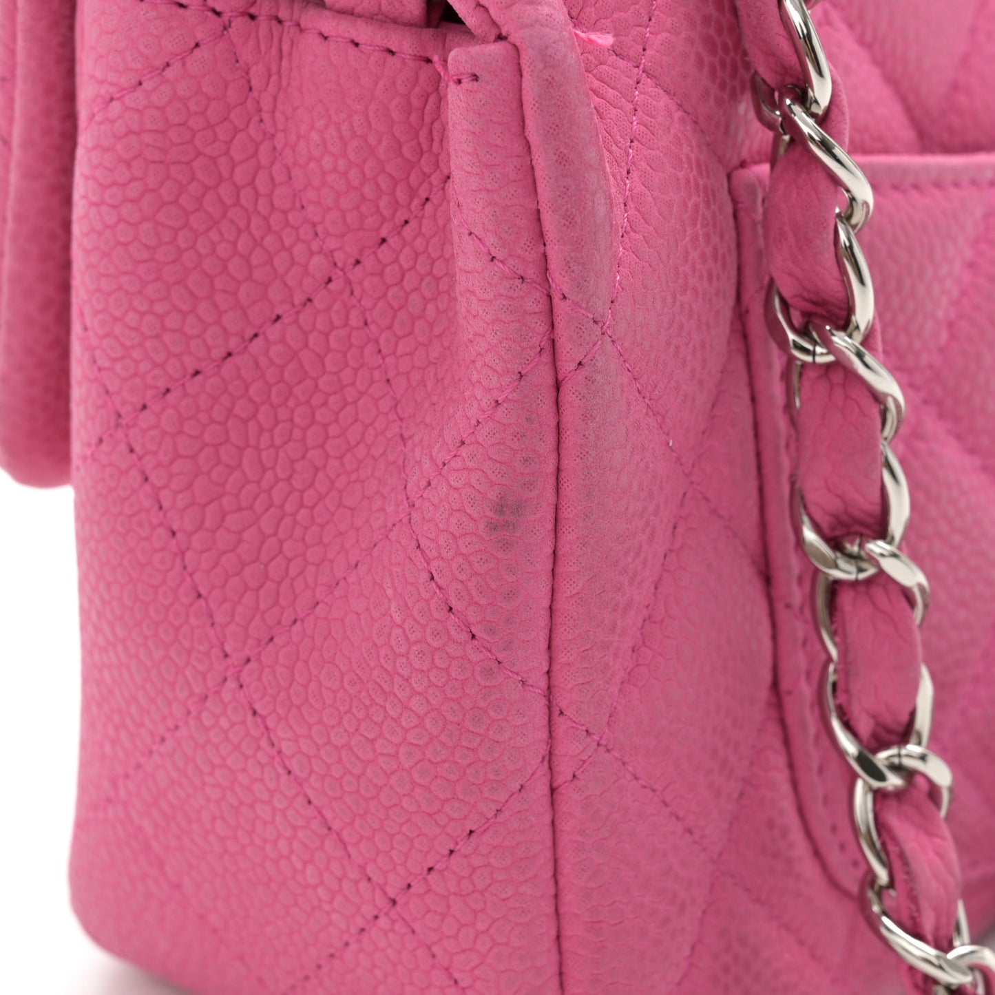 Iridescent Caviar Quilted Mini Rectangular Flap Pink