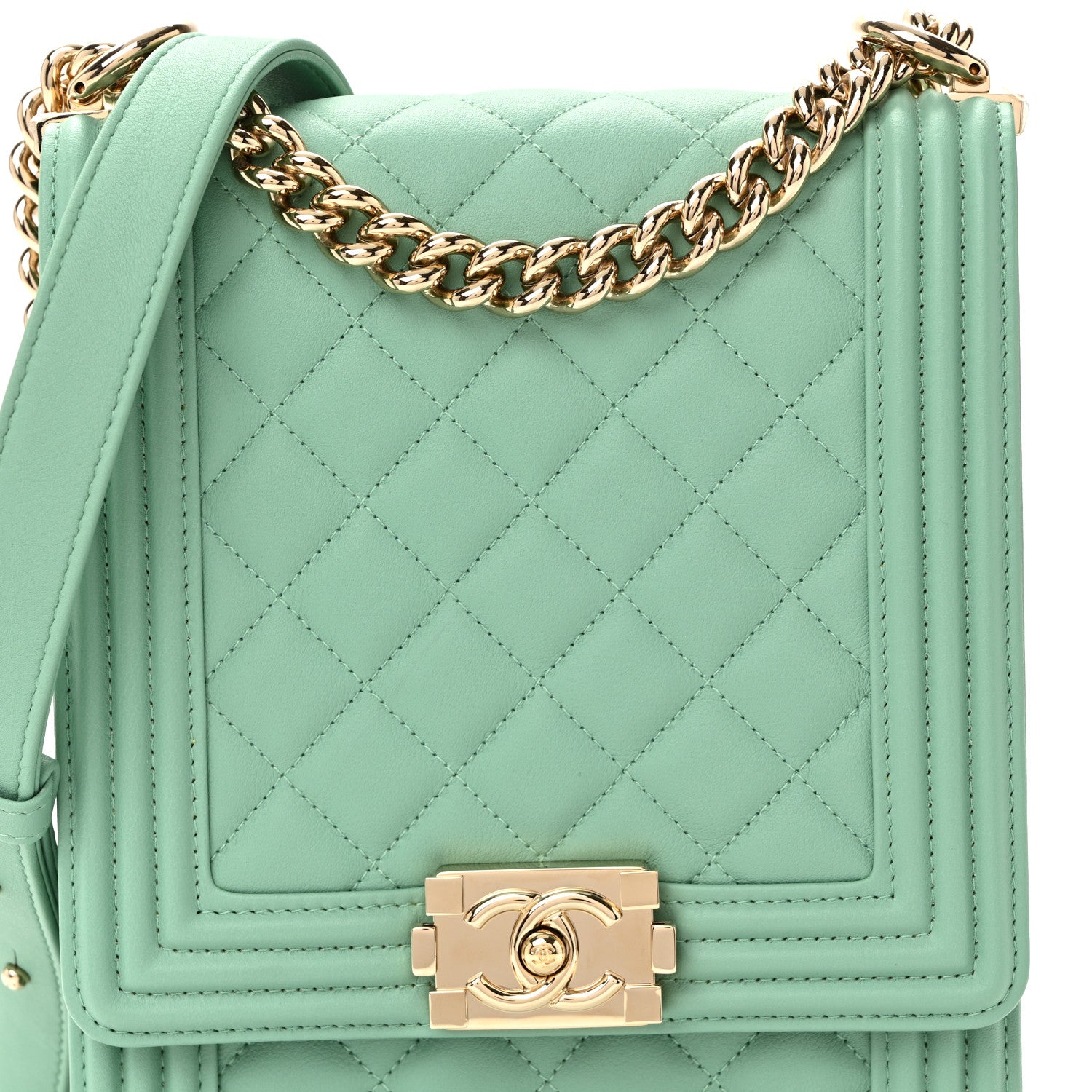 Chanel Calfskin Quilted North South Boy Flap Light Blue 8 of 10