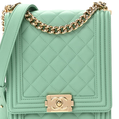 Chanel Calfskin Quilted North South Boy Flap Light Blue 8 of 10