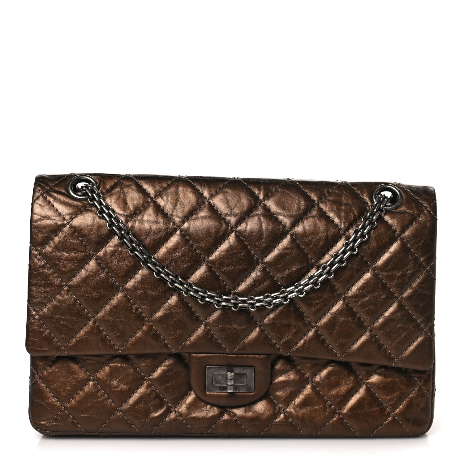 Chanel Metallic Aged Calfskin Quilted 2.55 Reissue 226 Flap Dark Copper 1 of 9
