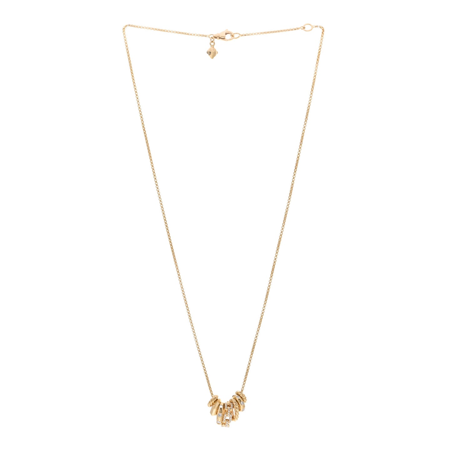 18K Yellow Gold Diamond Stax Rondelle Pendant Necklace