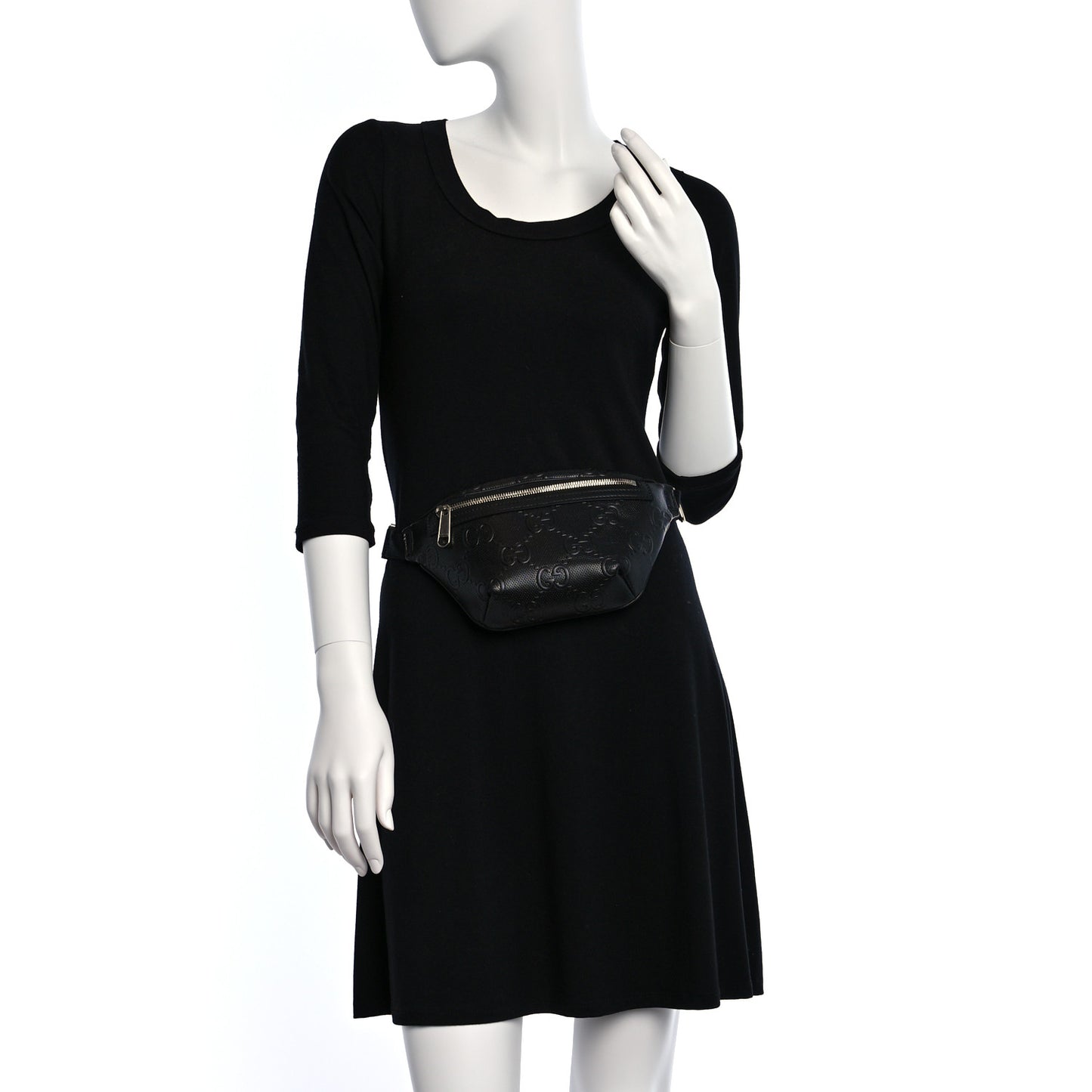 Calfskin GG Tennis Embossed Belt Bag Black