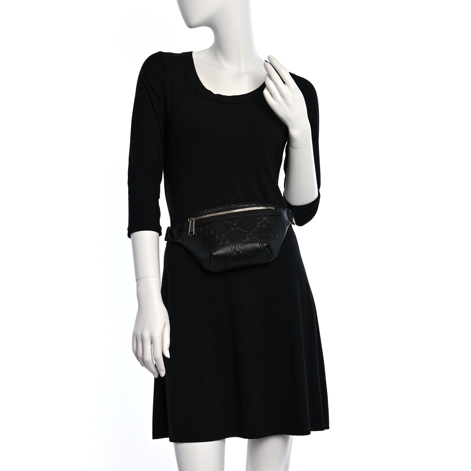 Gucci Calfskin GG Tennis Embossed Belt Bag Black 2 of 12