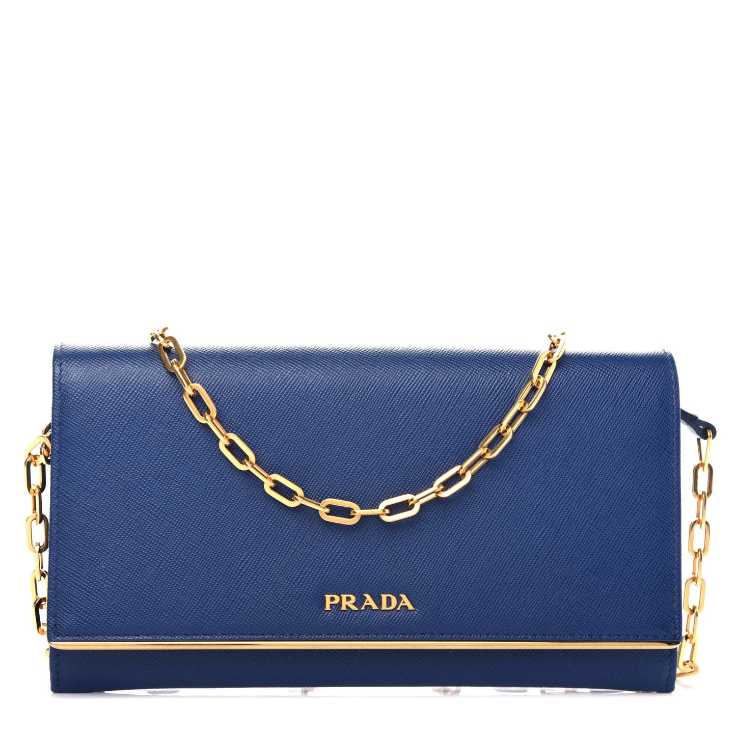 Saffiano Metal Bar Chain Wallet Bleuette