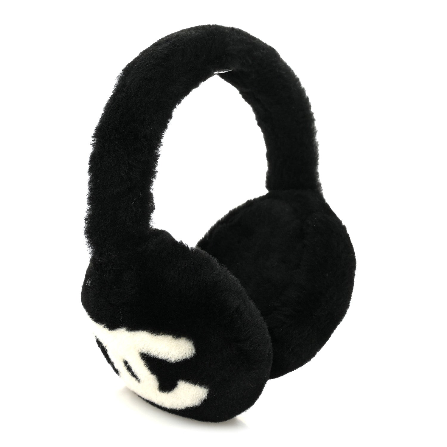 Chanel Shearling CC Ear Muffs Black White 5 of 6