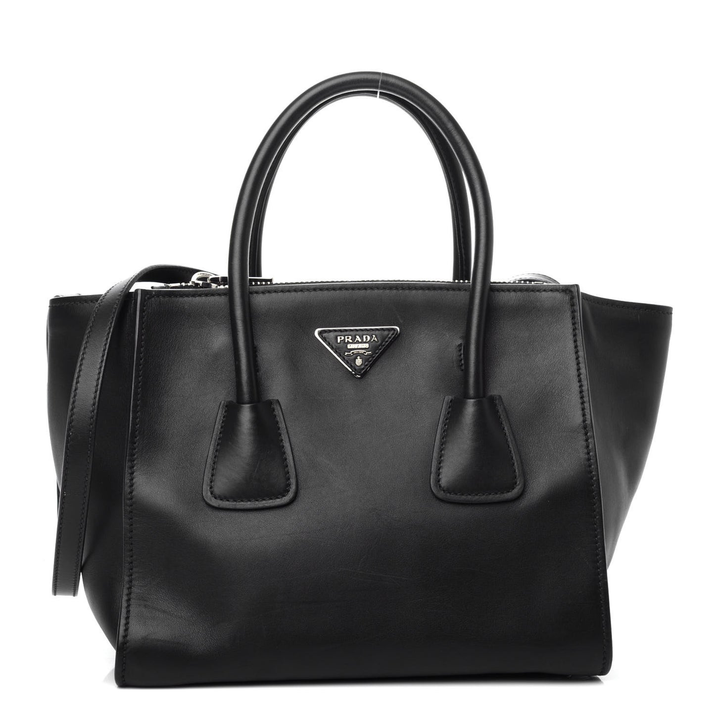 City Calf Twin Pocket Tote Black