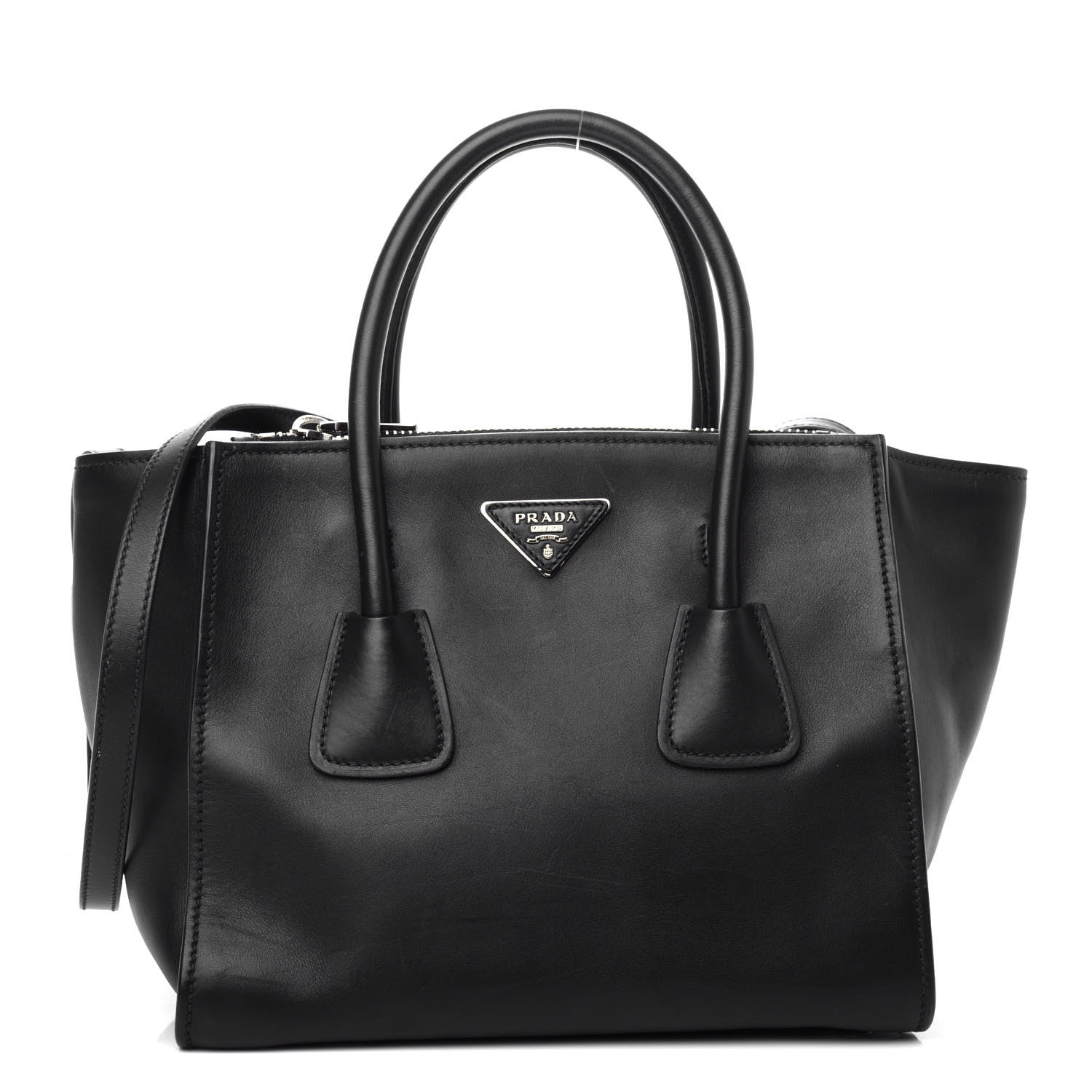 Prada City Calf Twin Pocket Tote Black 1 of 11