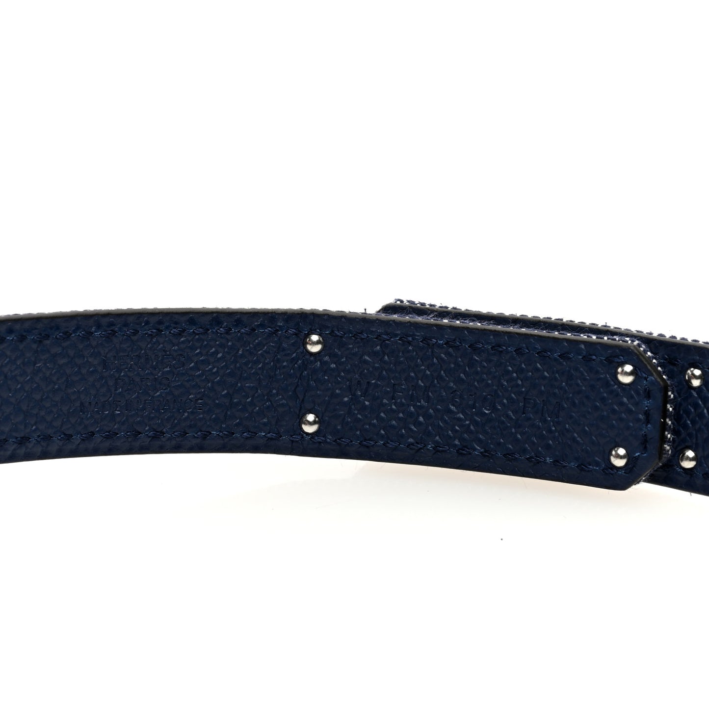 Epsom Denim Kelly Belt Bleu Indigo Blanc Bleu Navy