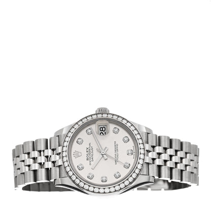 Rolex Stainless Steel 18K White Gold Diamond Bezel 31mm Oyster Perpetual Datejust Watch Silver 278384RBR 2 of 5