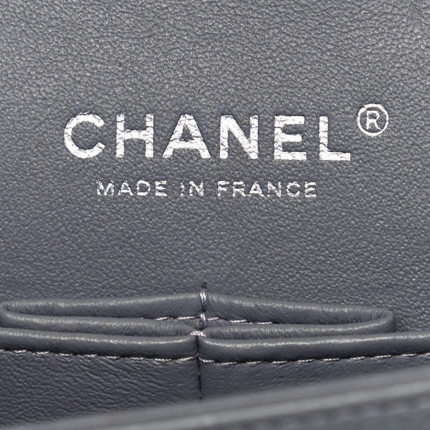 Caviar Quilted Medium Double Flap Grey