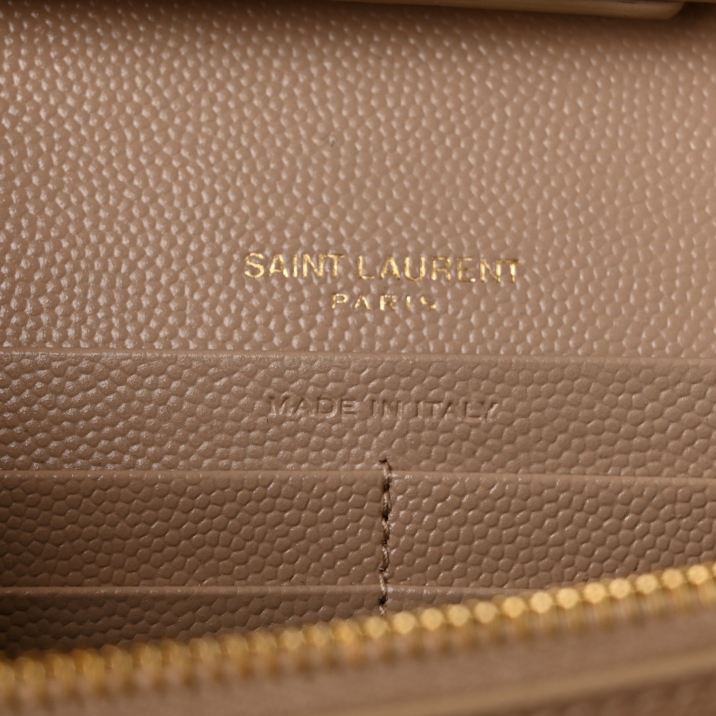Grain De Poudre Matelasse Chevron Monogram Chain Wallet Dark Beige