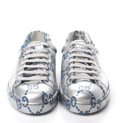 Gucci Miro Rubber Wax GucciGhost Print Mens New Ace Sneakers 7 Silver 2 of 10
