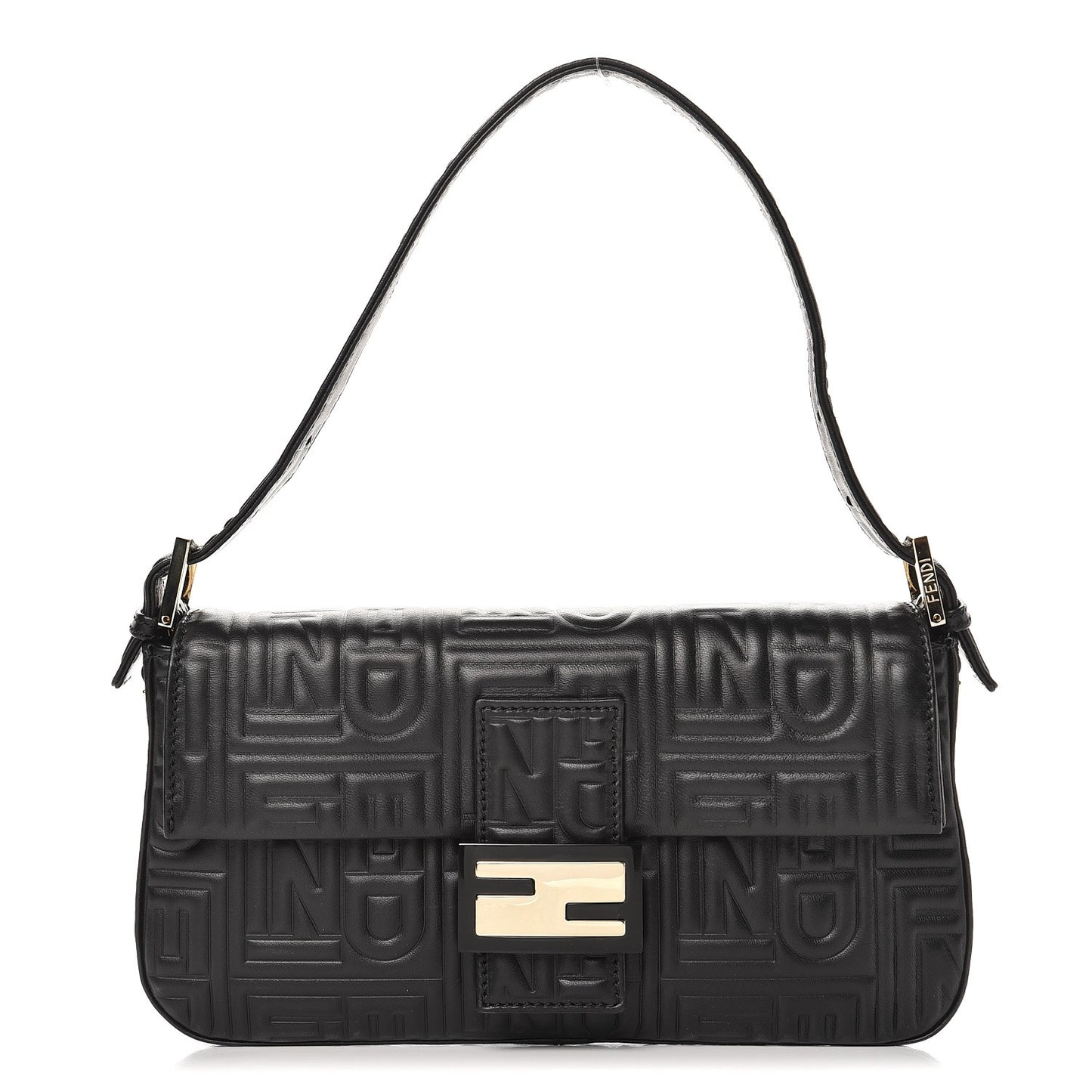 Nappa Logo Embossed Baguette Black