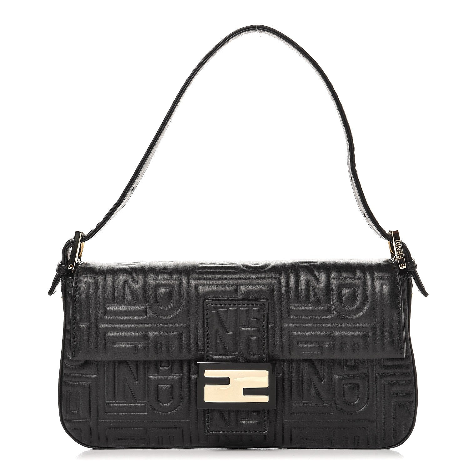 Fendi Nappa Logo Embossed Baguette Black 1 of 7