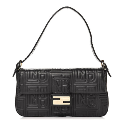 Fendi Nappa Logo Embossed Baguette Black 1 of 7
