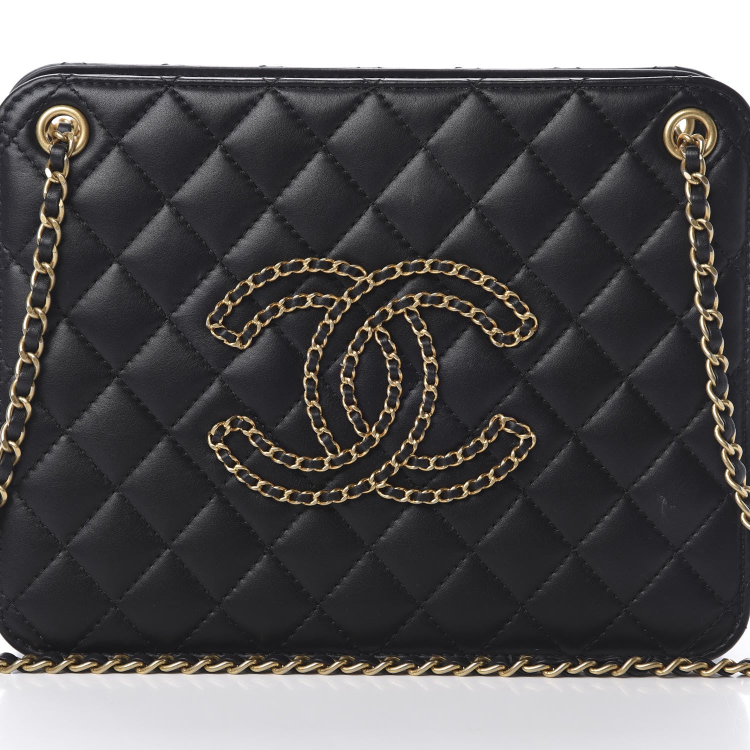 Chanel Calfskin Quilted CC Chain Accordion Tote Black 8 of 16