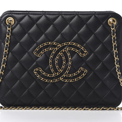 Chanel Calfskin Quilted CC Chain Accordion Tote Black 8 of 16